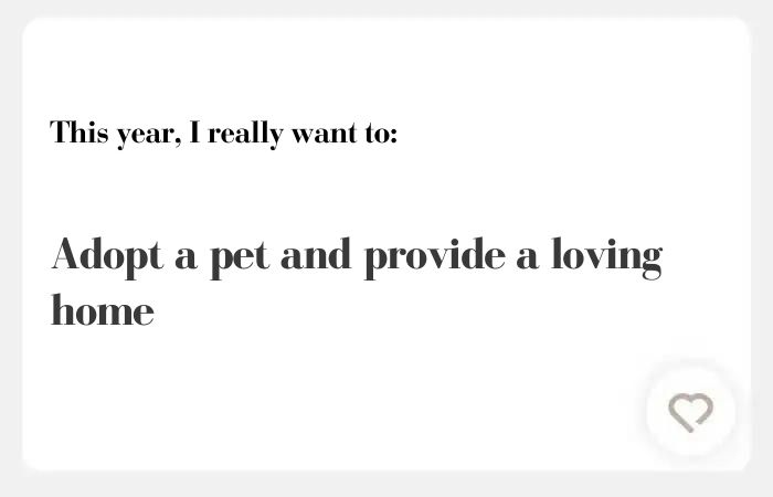 This year, I really want to hinge answer: Adopt a pet and provide a loving home