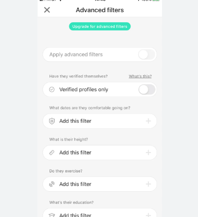 Advance Filters and setting preference on bumble