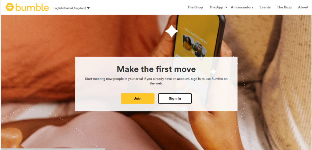Bumble homepage design